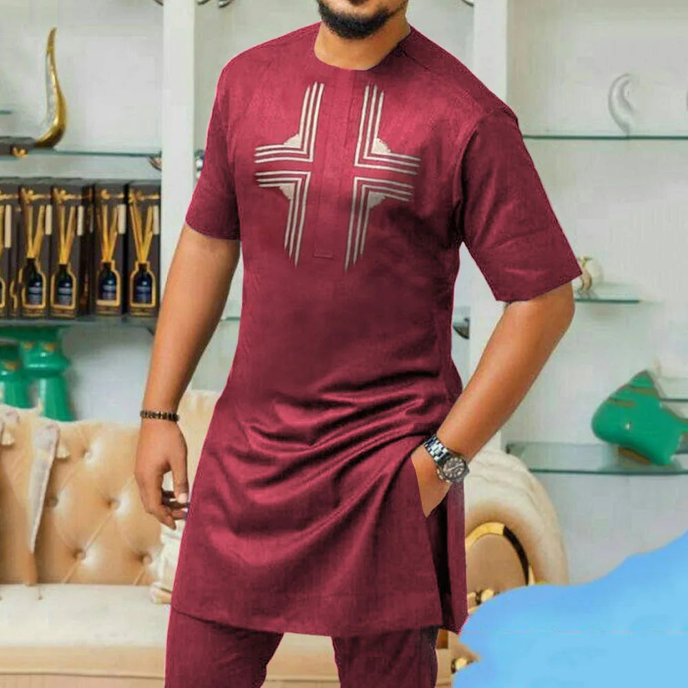 Men's Luxury Summer Short Set - African Designer Party Suit