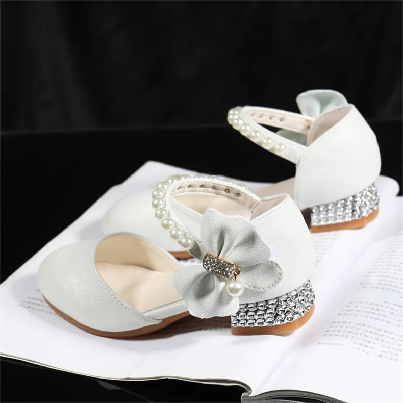 Girls' White Princess High Heel Mary Jane Sandals