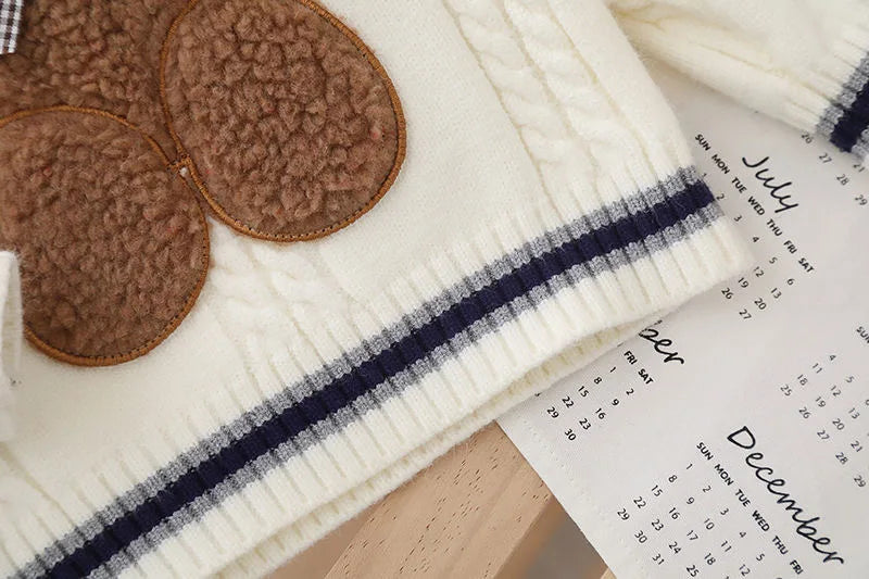 Autumn Winter Children's Sweater – 0-5 Years Kids Bear Cartoon Pullover Wool Knit Jumper