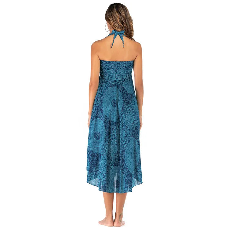 Summer Boho Vintage Long Maxi Skirt - Two-Way Beach Dress