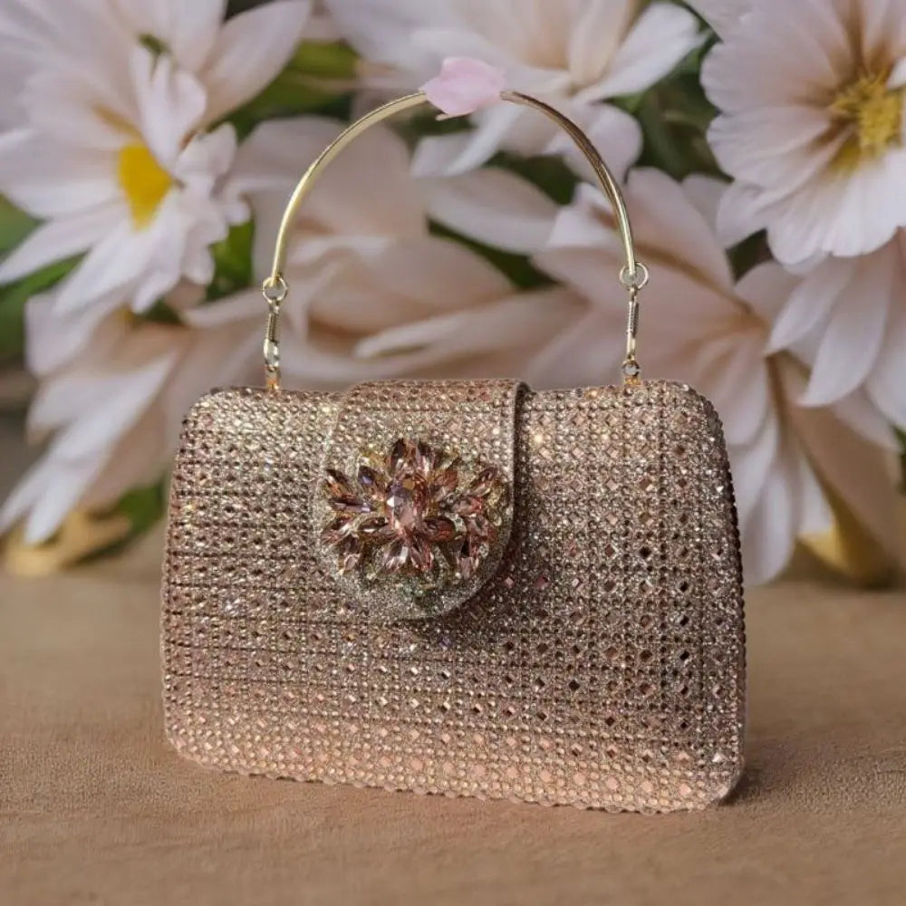 Sparkling Crystal Evening Bag – Metal Clutch & Wedding Purse