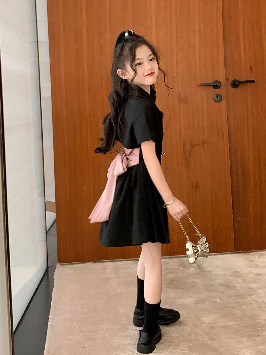 New Baby Girls Back Bow Dress, Princess Kids Elegant Party Dresses