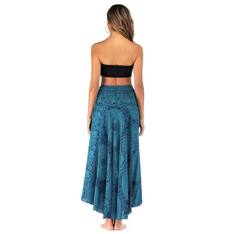 Summer Boho Vintage Long Maxi Skirt - Two-Way Beach Dress
