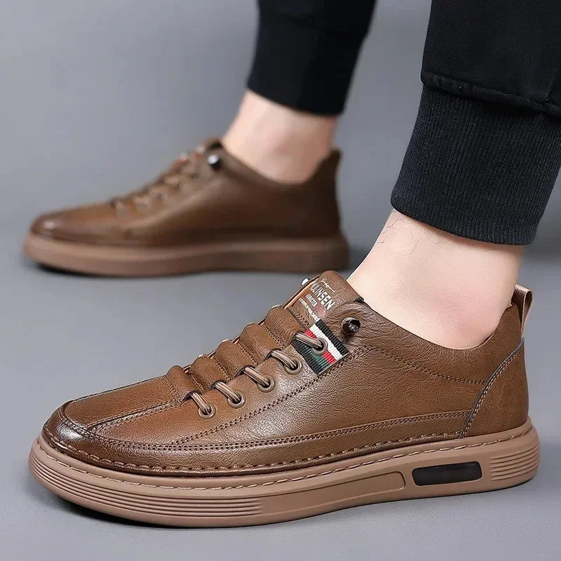 Men's Leather Slip-On Sneakers – Fashionable & Non-Slip
