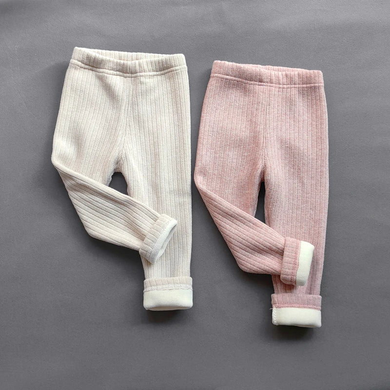 Girls' Cashmere Leggings – Warm, Slim, Elastic Fleece Pants for Autumn/Winter.