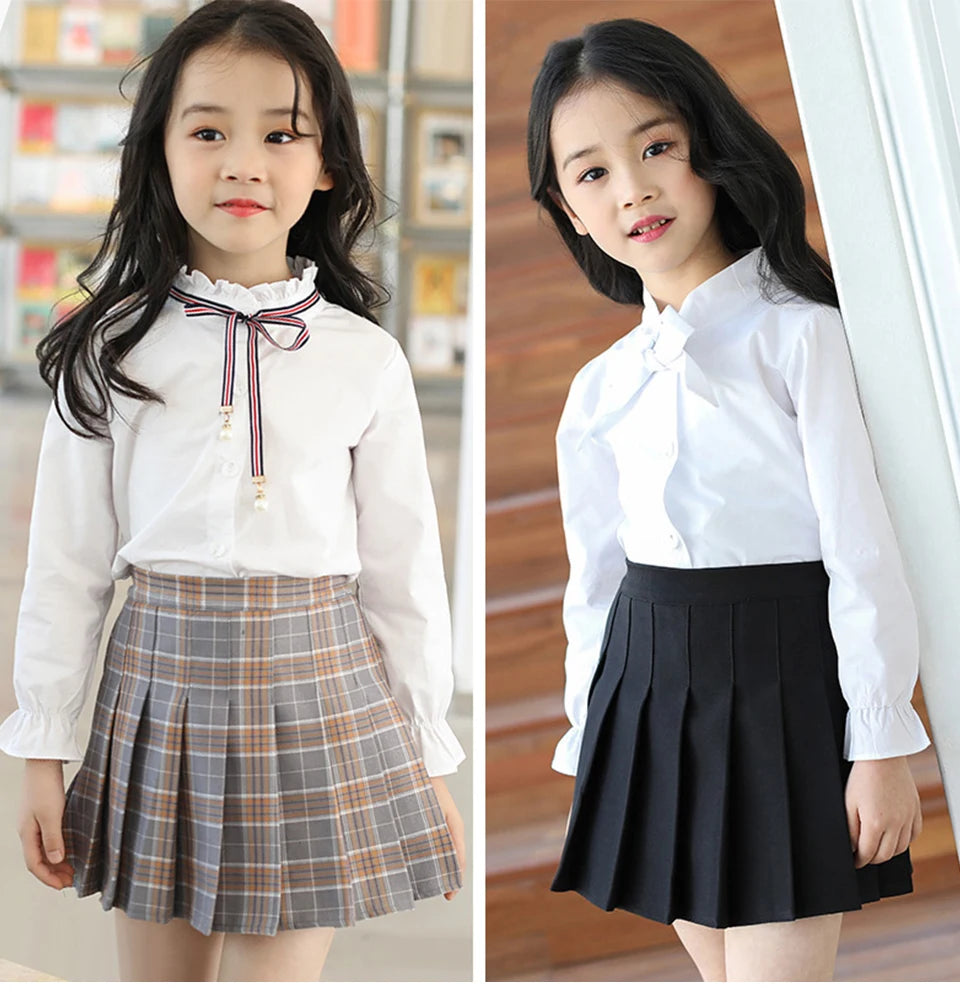 Girls' High Waist Pleated Mini Skirt