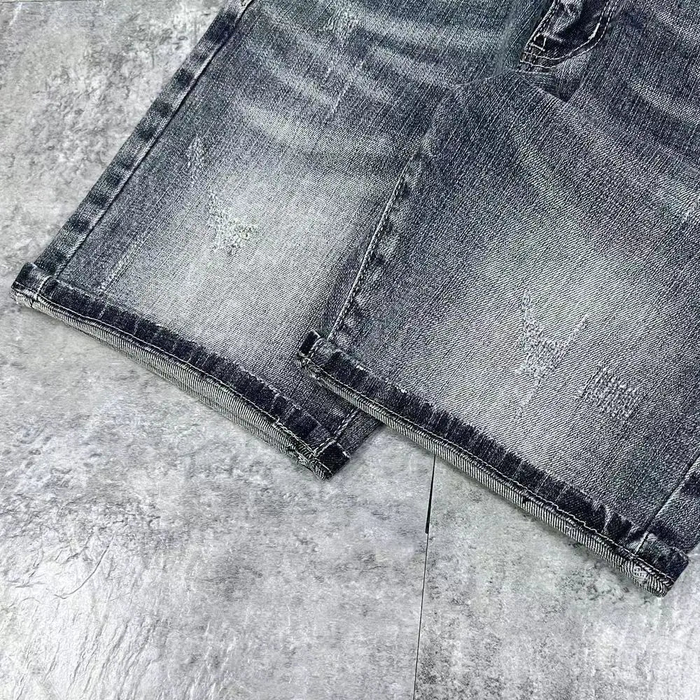 Men's Vintage Printed Knee-Length Denim Shorts - Summer Streetwear