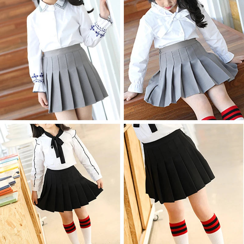 Girls' High Waist Pleated Mini Skirt