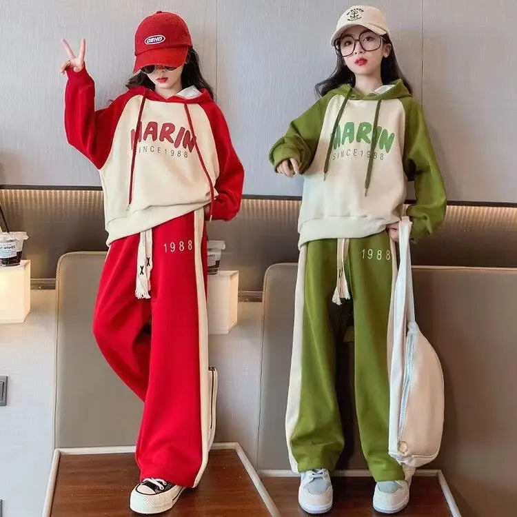 Girls' Autumn/Spring Hoodie & Pants Set (Ages 5-14)