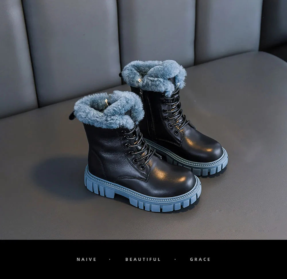 Girls' Korean Winter Fashion Boots: Warm, Faux Fur, Anti-Slip