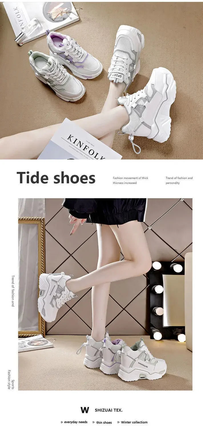 Women's Breathable Platform Sneakers - Summer Comfort