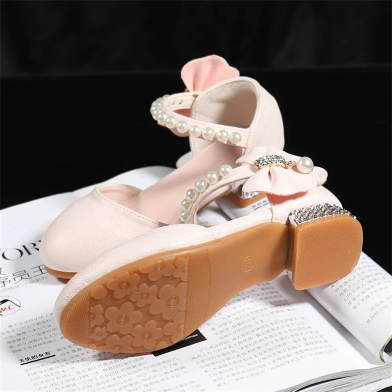 Girls' White Princess High Heel Mary Jane Sandals