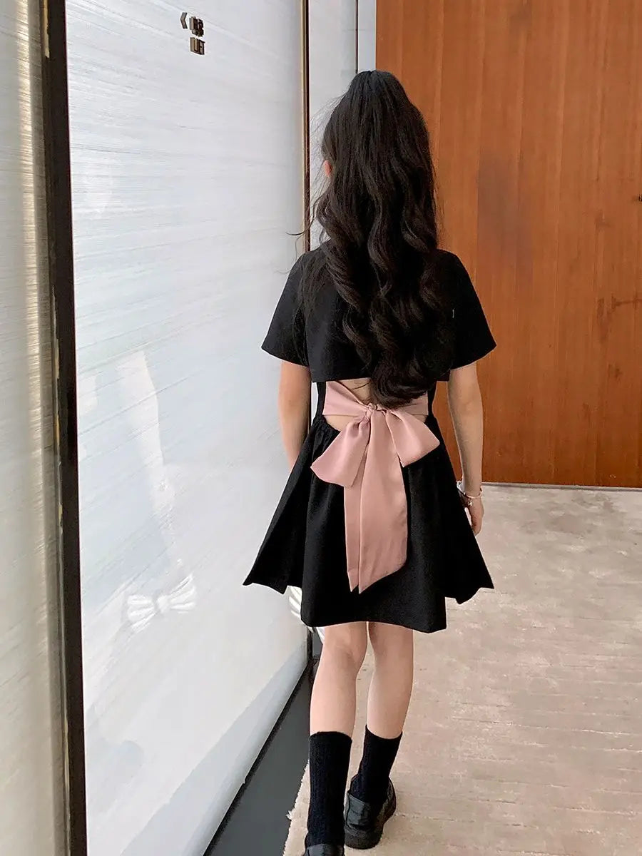 New Baby Girls Back Bow Dress, Princess Kids Elegant Party Dresses