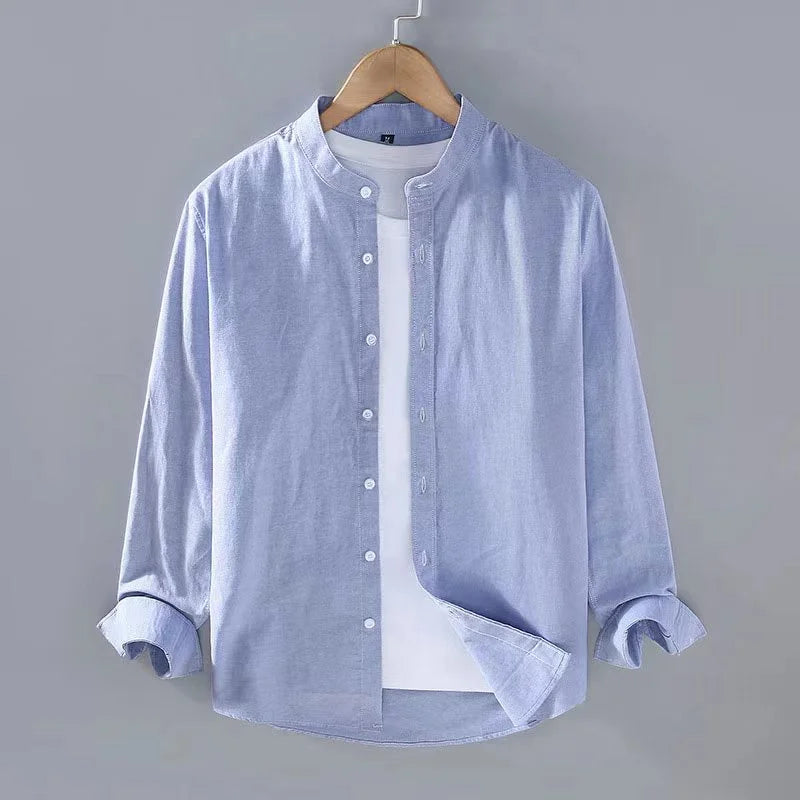 Long sleeve shirt stand collar long sleeve Henry shirt soft and comfortable men's shirt