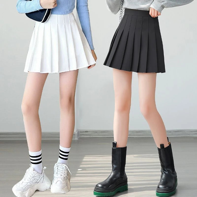 Girls' High Waist Pleated Mini Skirt