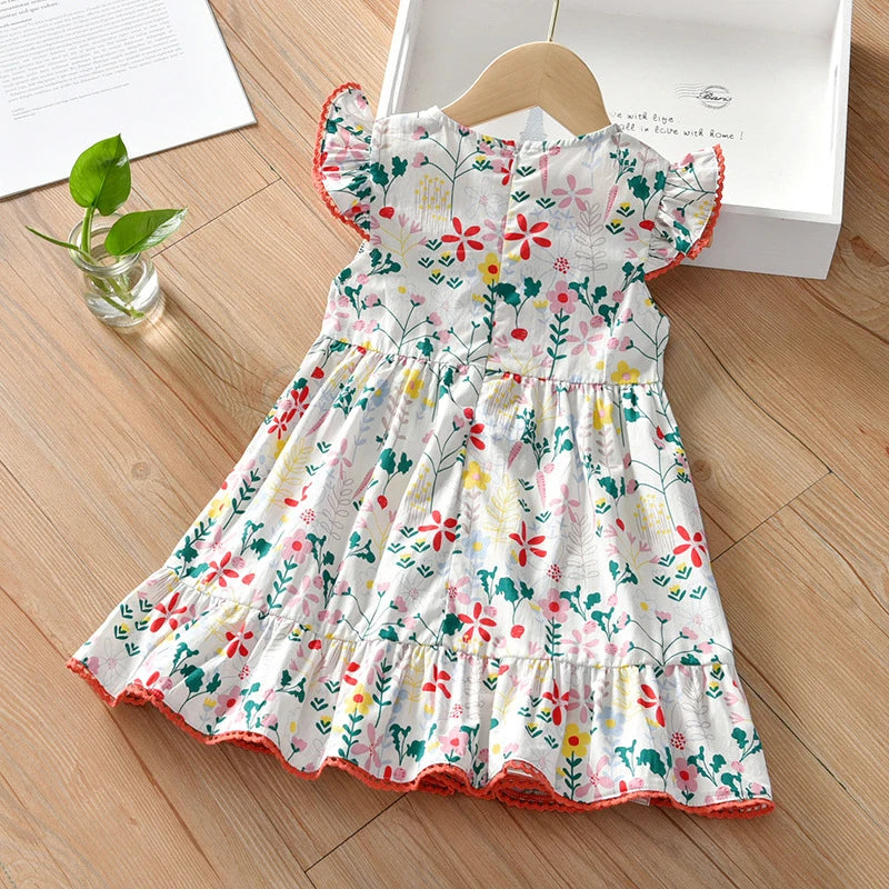 Girls Flying Sleeve Floral Dress - Summer Collection