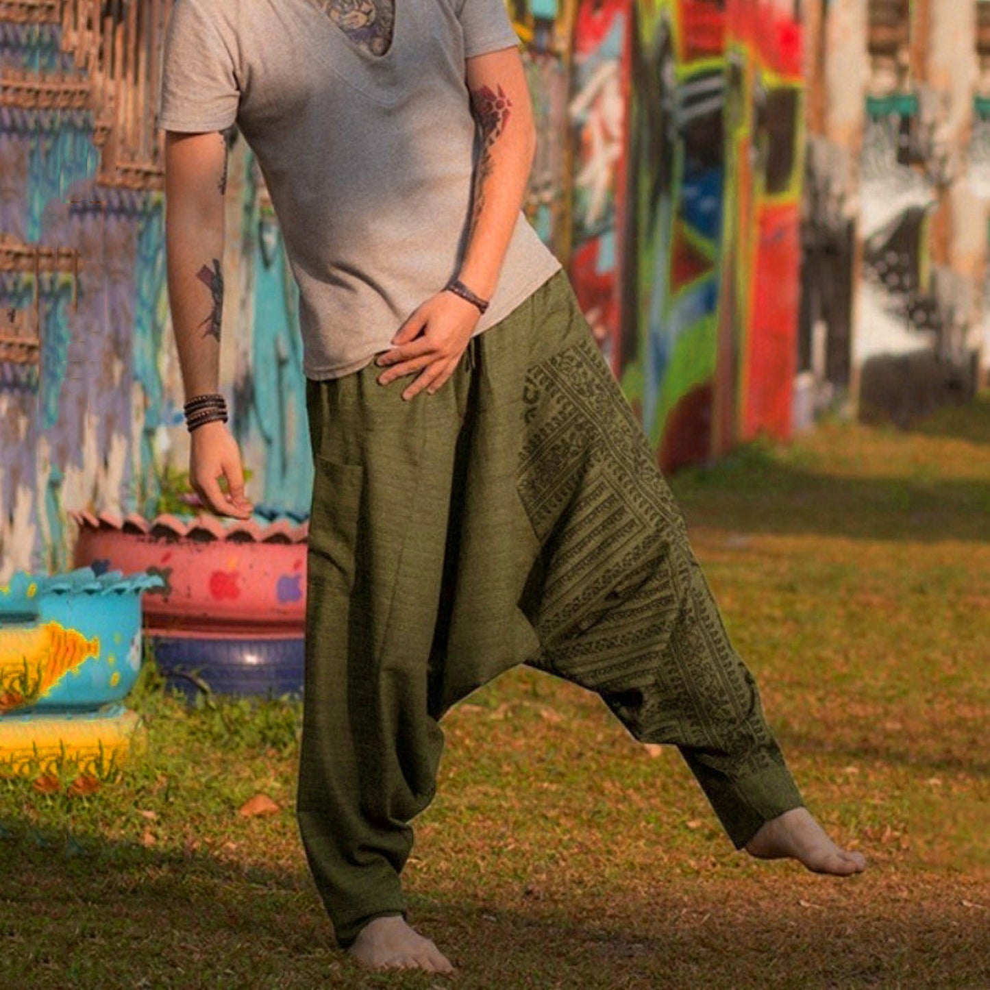 Nationality Style Pants Men's Oversize Pants Baggy