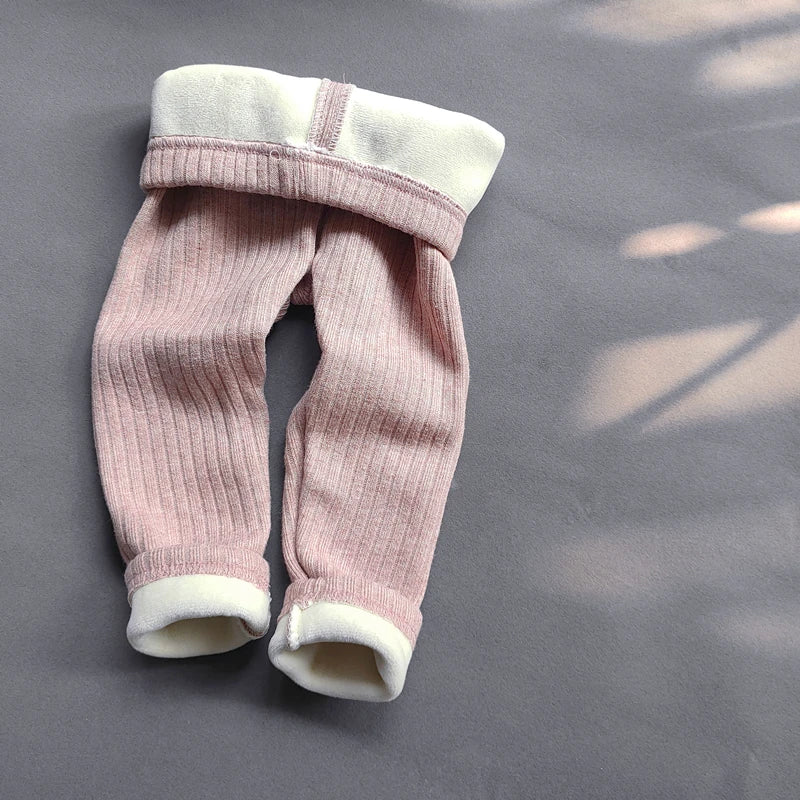 Girls' Cashmere Leggings – Warm, Slim, Elastic Fleece Pants for Autumn/Winter.