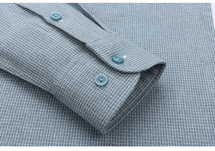 Luxury Men's Slim Fit Houndstooth Cotton Shirt - Long-Sleeve Designer Plaid