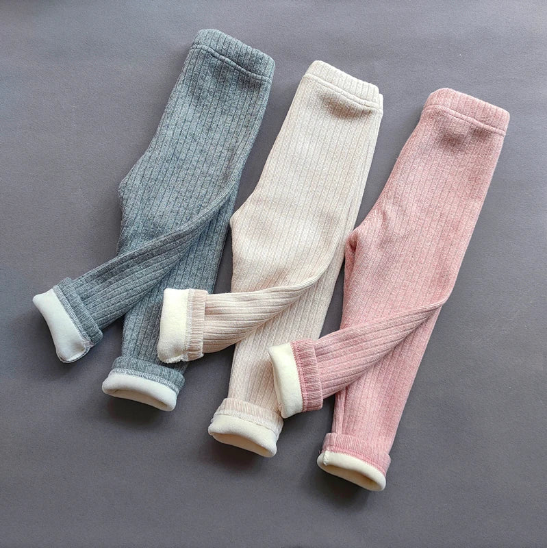Girls' Cashmere Leggings – Warm, Slim, Elastic Fleece Pants for Autumn/Winter.