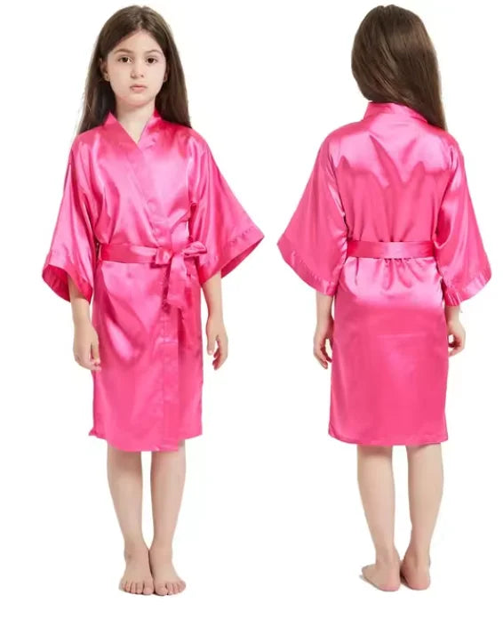 Pink Satin Silk Bathrobe for Girls - Kids Nightwear & Sleepwear