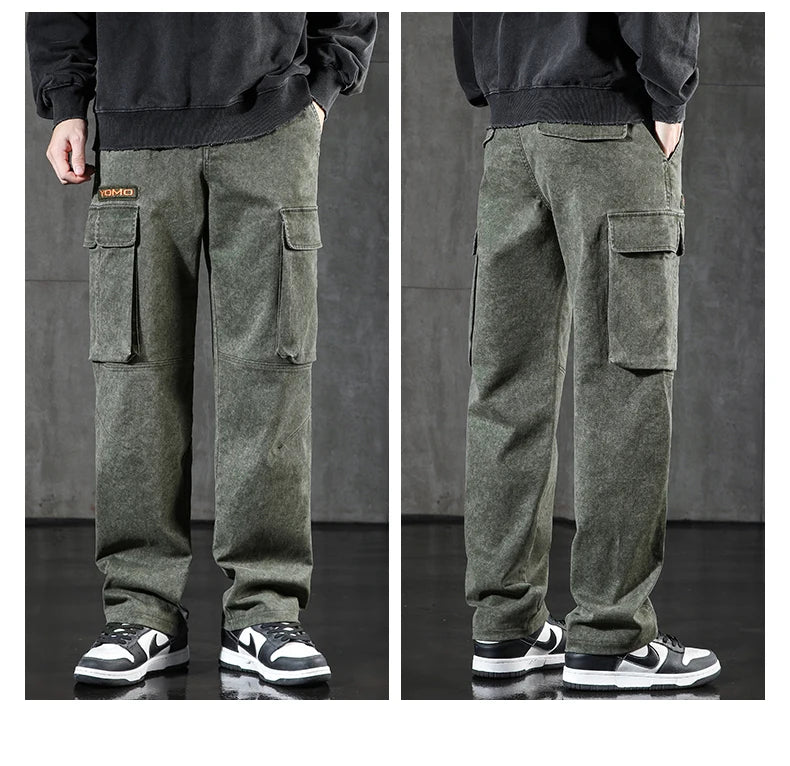 HIQOR Men's Cargo Pants - Casual Baggy Outdoor Trousers