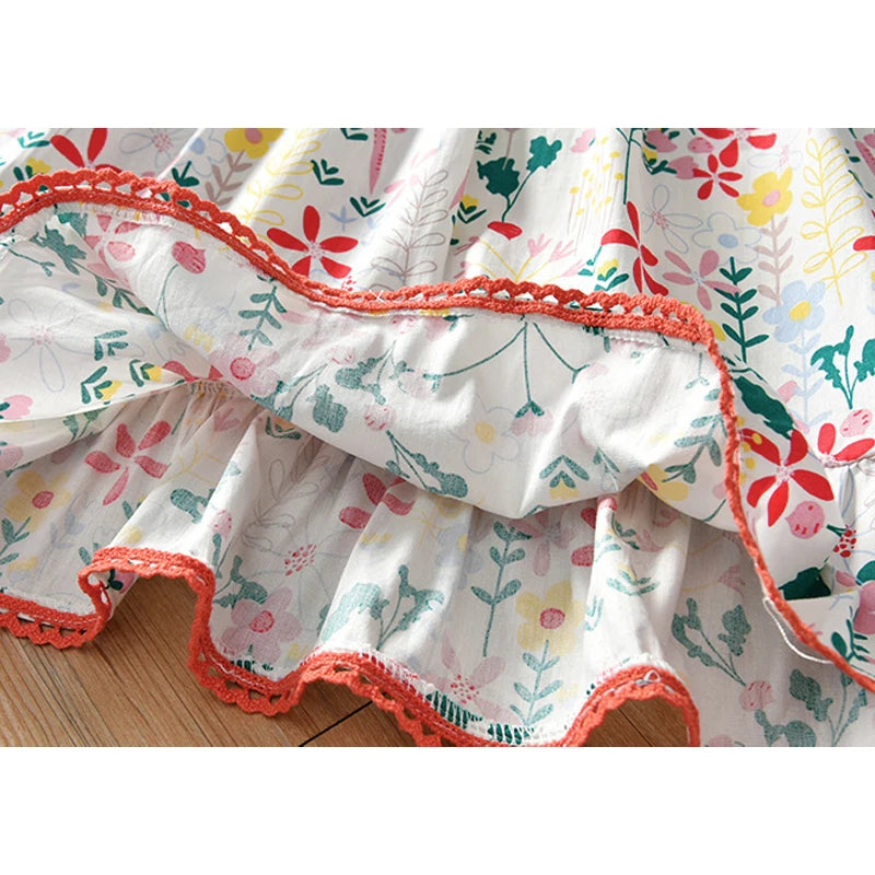Girls Flying Sleeve Floral Dress - Summer Collection