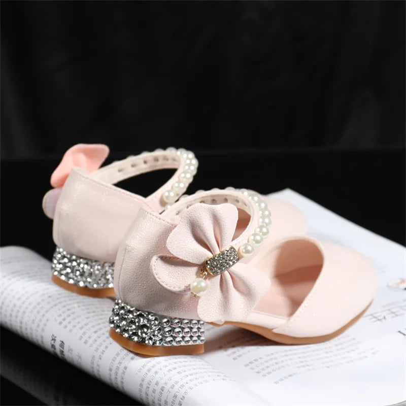 Girls' White Princess High Heel Mary Jane Sandals