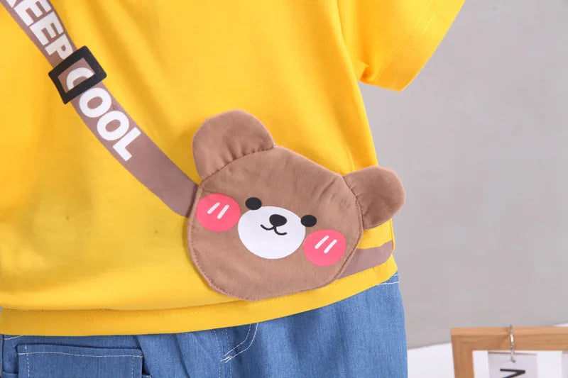 Kids Cotton Bear T-Shirt & Shorts 2-Piece Summer Set