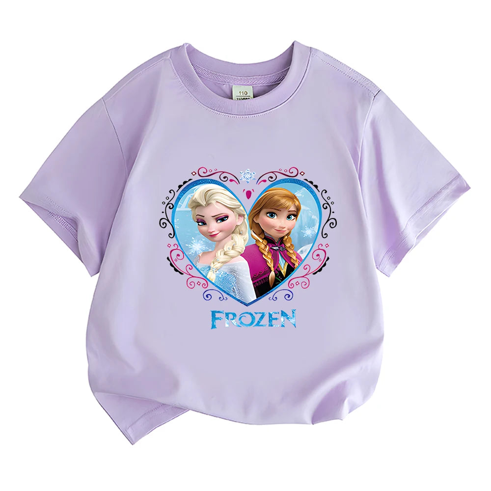 Summer Cartoon Frozen Princess T-Shirt for Girls