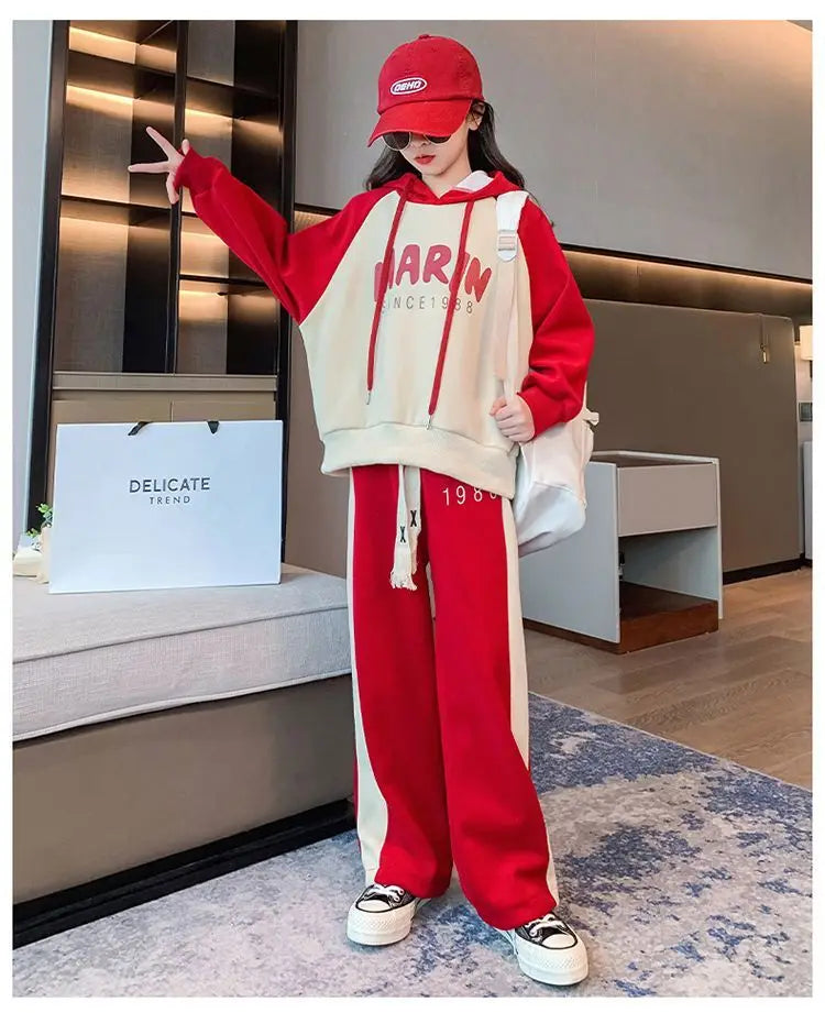 Girls' Autumn/Spring Hoodie & Pants Set (Ages 5-14)