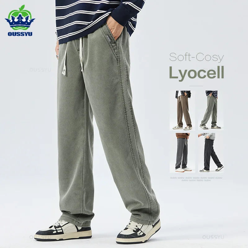 Men's High-Quality Lyocell Jeans - Autumn/Winter Baggy Casual Denim Pants