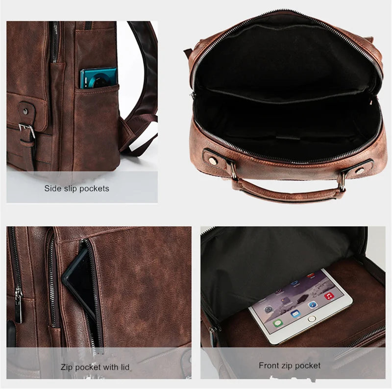 Men's Leather Backpack – 15.6" Laptop Bag & Travel Daypack
