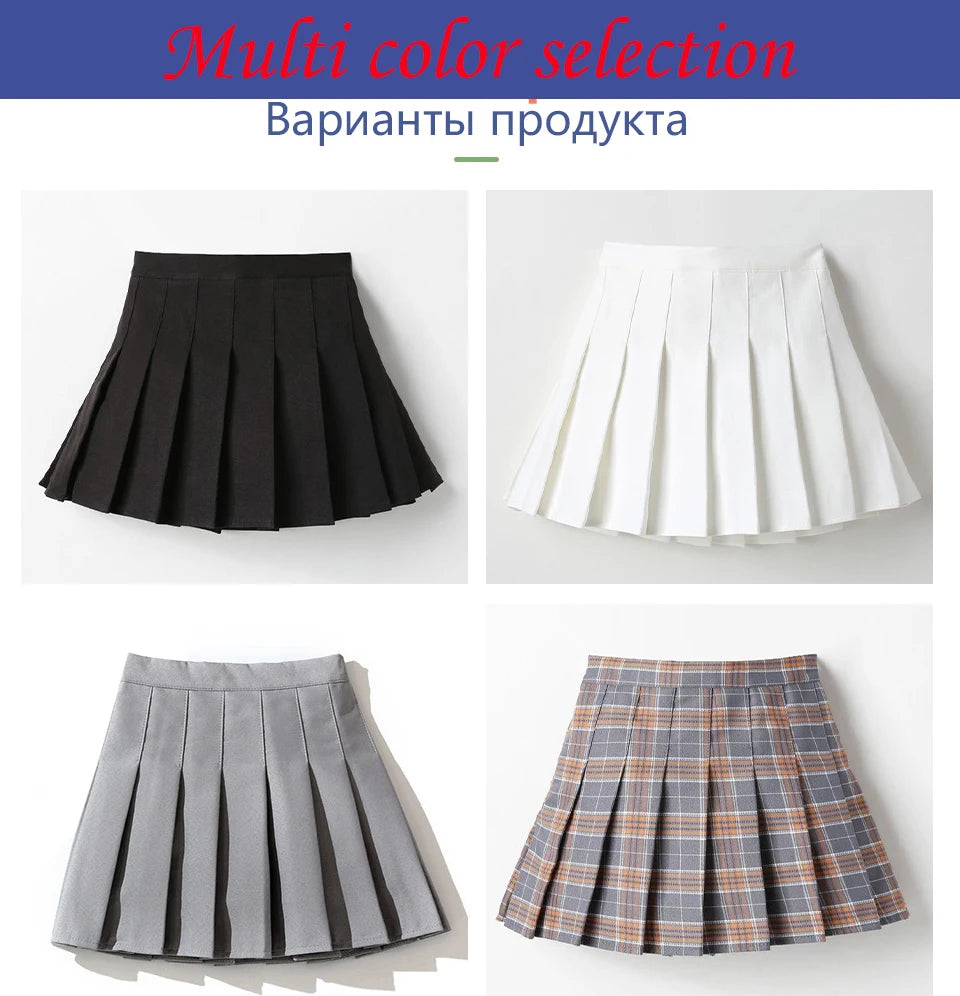 Girls' High Waist Pleated Mini Skirt