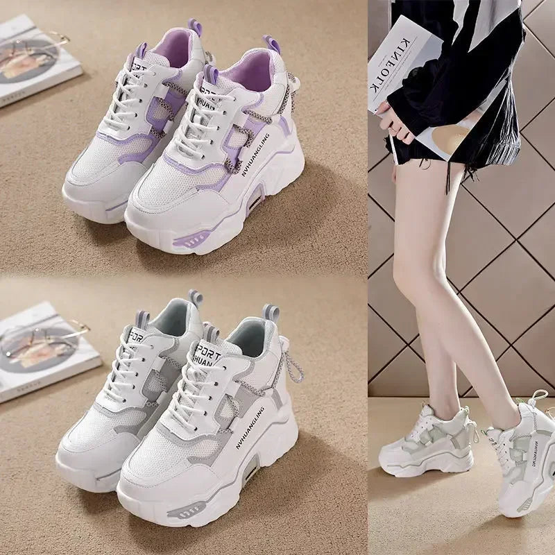 Women's Breathable Platform Sneakers - Summer Comfort