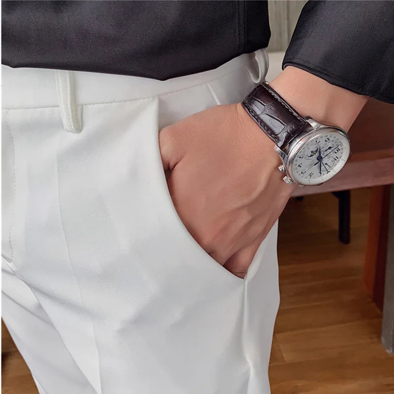 Men's High-Quality Summer Suit Shorts - Casual Knee-Length