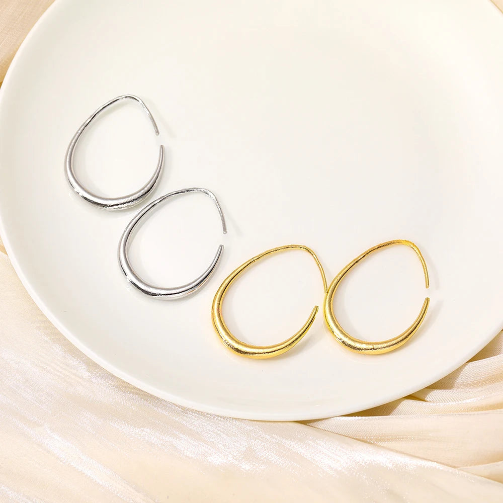 Hot Sale Geometric Oval Hoop Earrings for Women