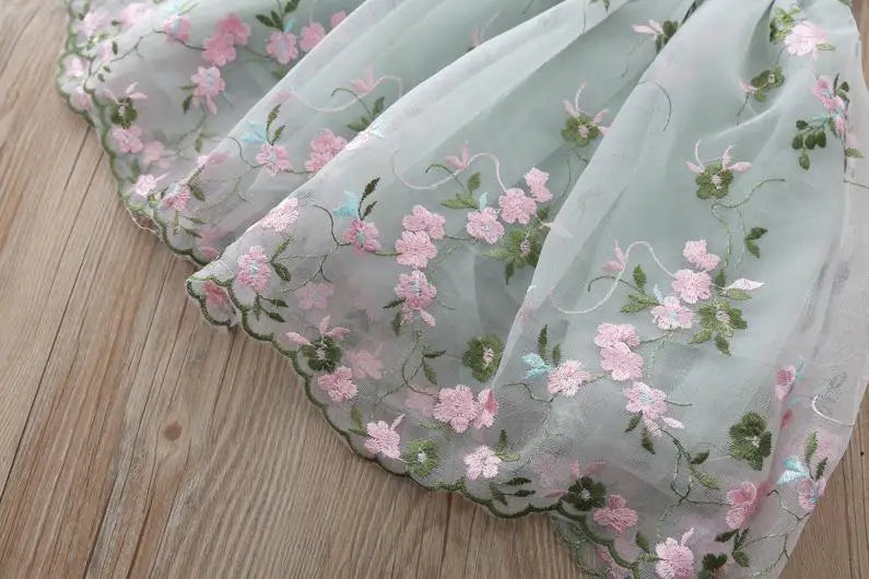 Vintage Hanfu Style Net Yarn Dress for Girls