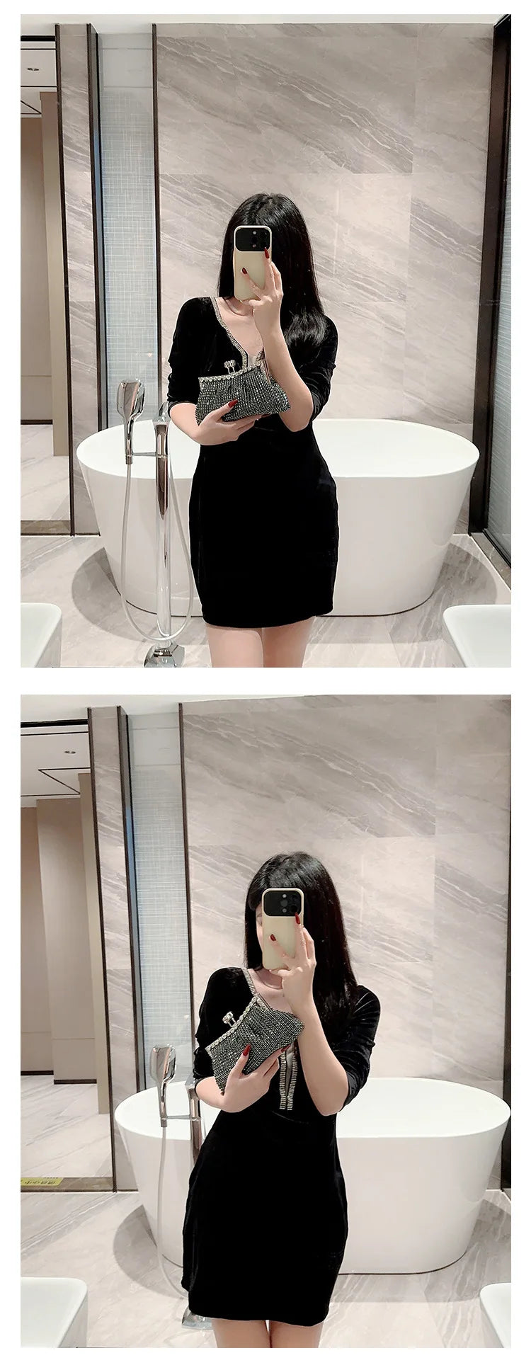 Luxury Rhinestone Evening Clutch Bag with Detachable Chain – Elegant Wedding & Party Handbag