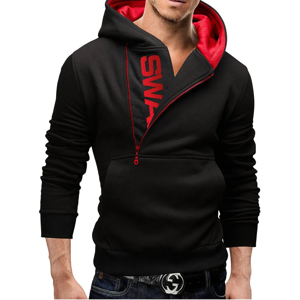 Autumn Slim Fit Cashmere Sweater – Letter Print & Zipper Details