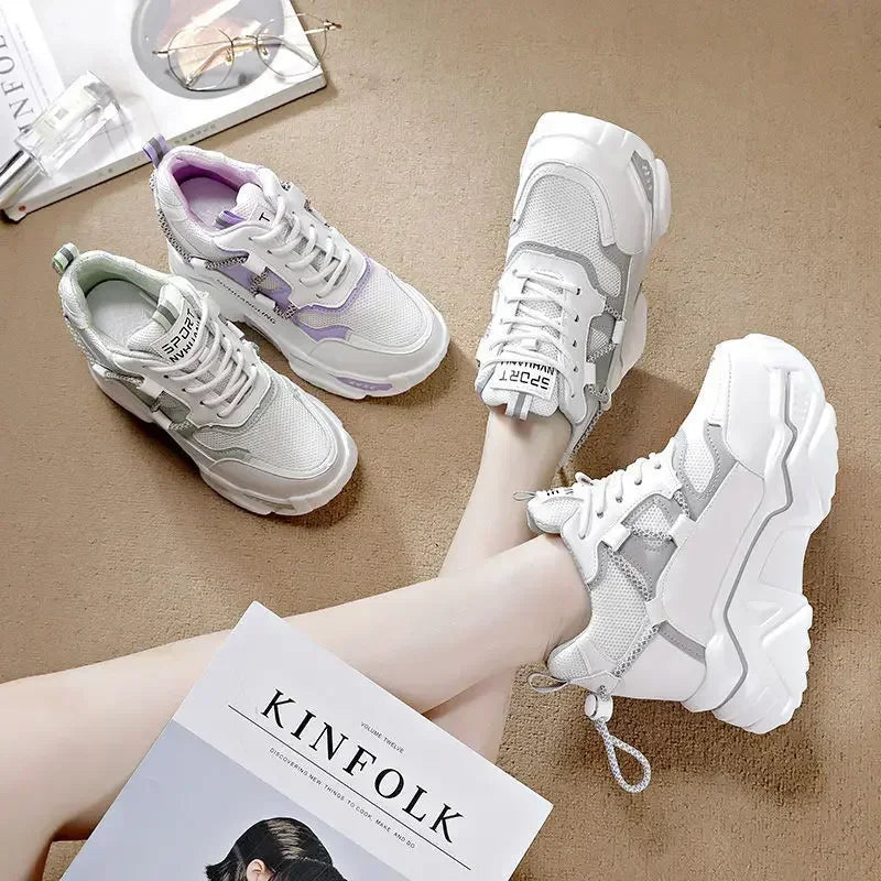 Women's Breathable Platform Sneakers - Summer Comfort