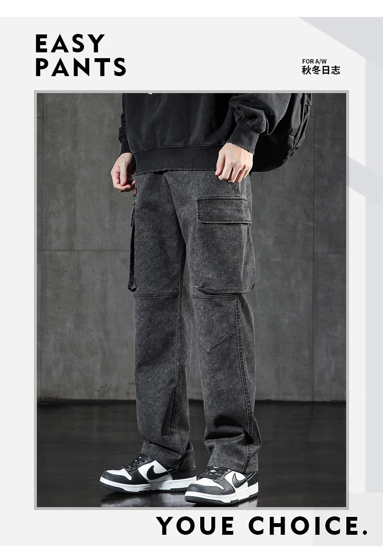 HIQOR Men's Cargo Pants - Casual Baggy Outdoor Trousers