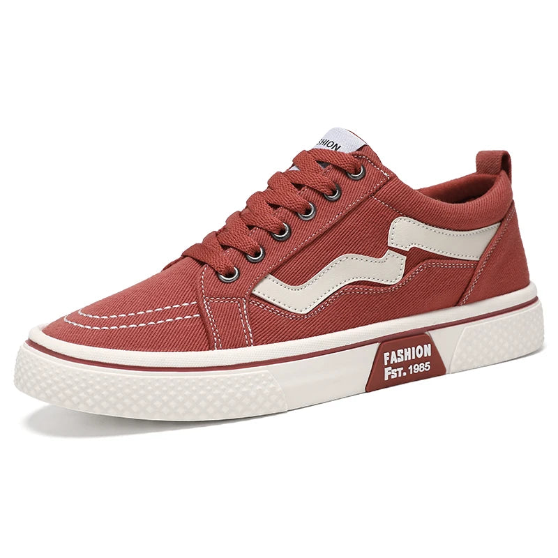 Canvas Lace-Up Sneakers for Men with Plush Lining - Lightweight, Breathable, Non-Slip Casual Running Shoes