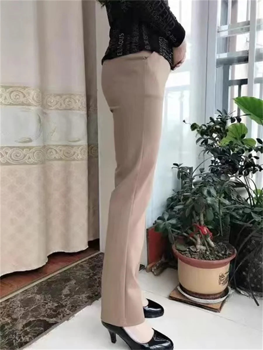 High-Waist Office Flare Pants - Women's Slim Stretch Boot Cut Trousers, Korean Formal Skinny Design