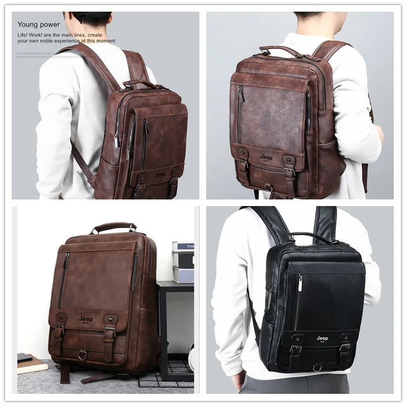 Men's Leather Backpack – 15.6" Laptop Bag & Travel Daypack