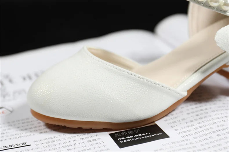 Girls' White Princess High Heel Mary Jane Sandals