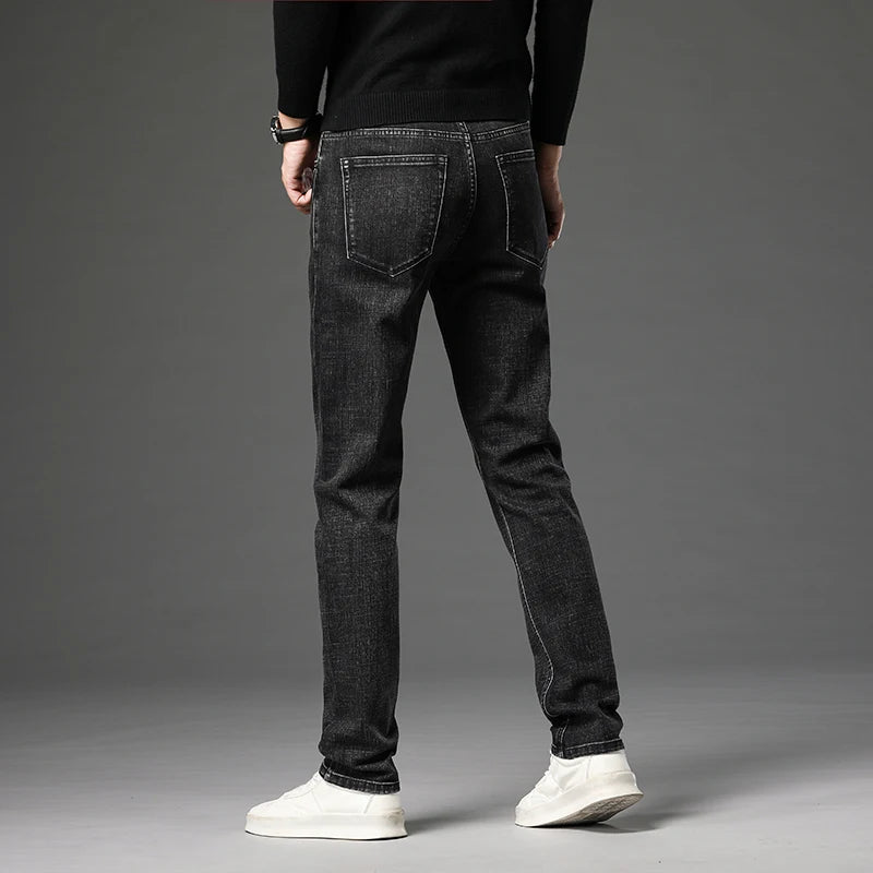 Men's Slim Stretch Cotton Jeans - Business Casual Vintage Denim