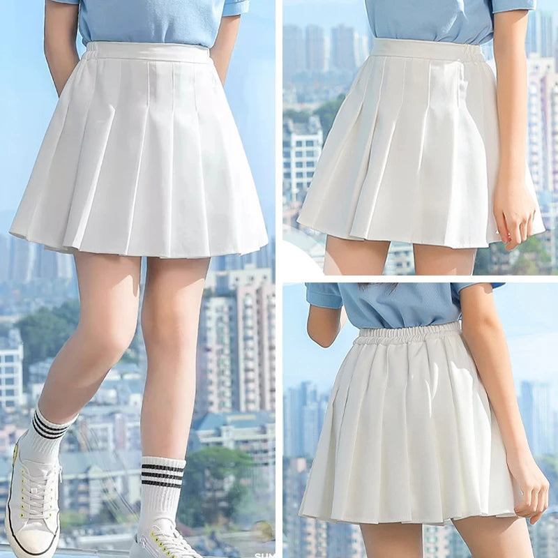 Girls' High Waist Pleated Mini Skirt