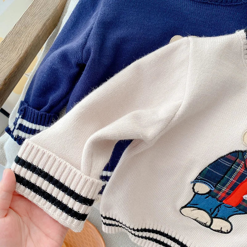 Autumn Winter Children's Sweater – 0-5 Years Kids Bear Cartoon Pullover Wool Knit Jumper