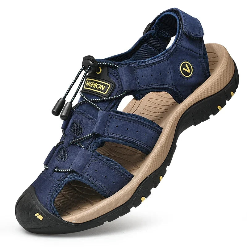 Men's Leather Sandals – Fashionable & Breathable Beach Slippers